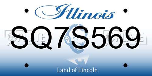 SQ7S569 Illinois License Plate
