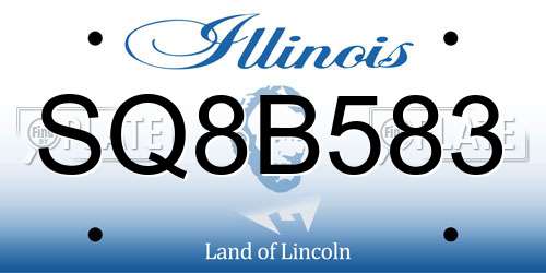 SQ8B583 Illinois License Plate