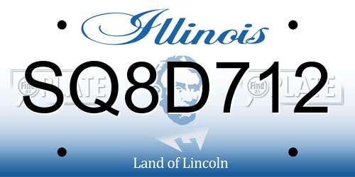 SQ8D712 Illinois License Plate