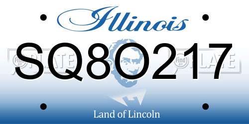 SQ8O217 Illinois License Plate