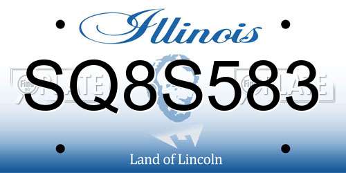 SQ8S583 Illinois License Plate