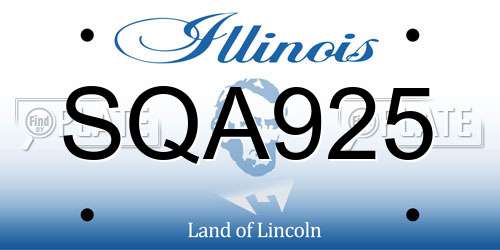SQA925 Illinois License Plate