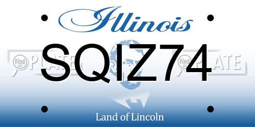 SQIZ74 Illinois License Plate