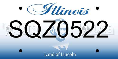 SQZ0522 Illinois License Plate