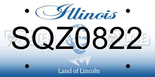 SQZ0822 Illinois License Plate