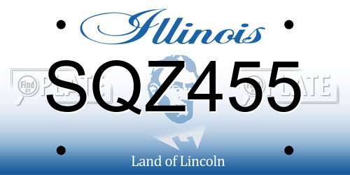 SQZ455 Illinois License Plate
