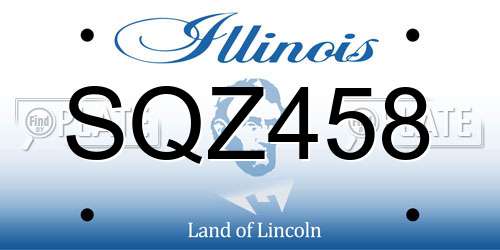 SQZ458 Illinois License Plate