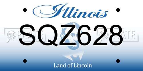 SQZ628 Illinois License Plate