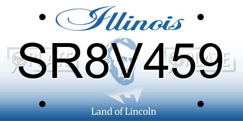 SR8V459 Illinois License Plate
