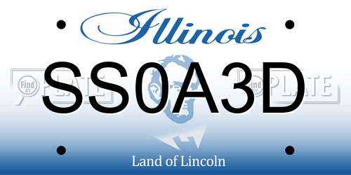 SS0A3D Illinois License Plate