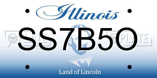 SS7B5O Illinois License Plate