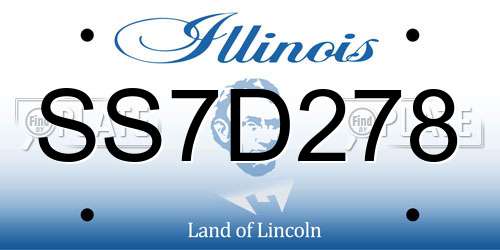 SS7D278 Illinois License Plate