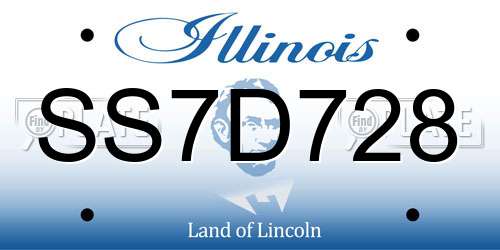 SS7D728 Illinois License Plate