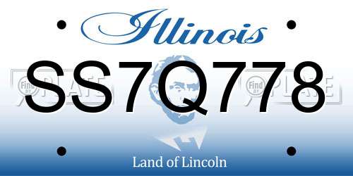 SS7Q778 Illinois License Plate