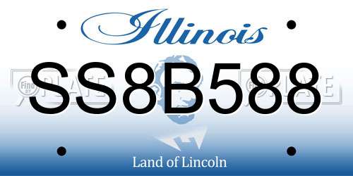 SS8B588 Illinois License Plate