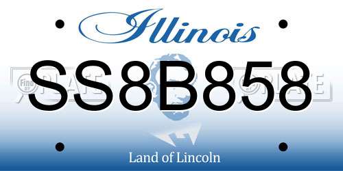 SS8B858 Illinois License Plate