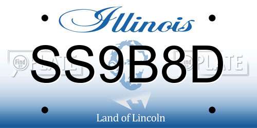 SS9B8D Illinois License Plate