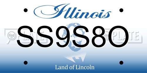 SS9S8O Illinois License Plate