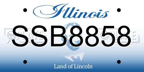 SSB8858 Illinois License Plate