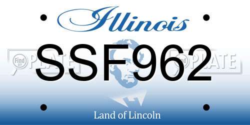 SSF962 Illinois License Plate