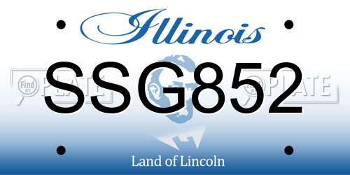 SSG852 Illinois License Plate