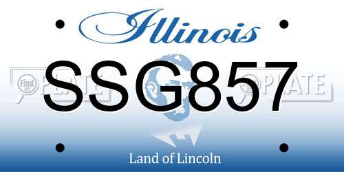 SSG857 Illinois License Plate