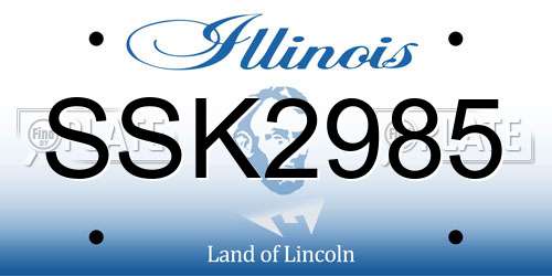 SSK2985 Illinois License Plate