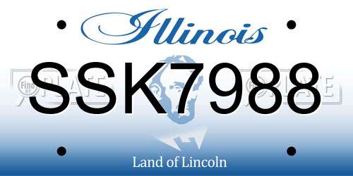 SSK7988 Illinois License Plate