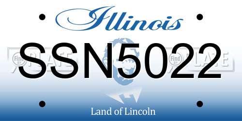 SSN5022 Illinois License Plate
