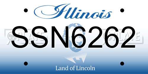 SSN6262 Illinois License Plate