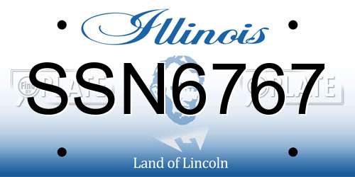 SSN6767 Illinois License Plate