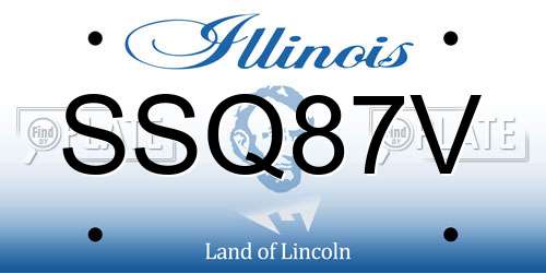 SSQ87V Illinois License Plate