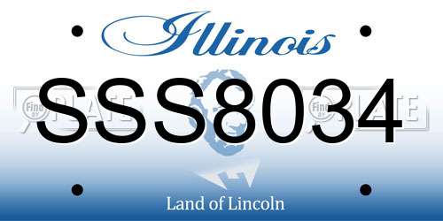 SSS8034 Illinois License Plate