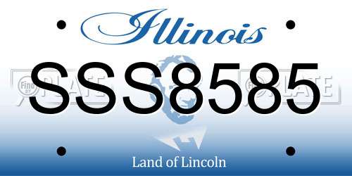 SSS8585 Illinois License Plate