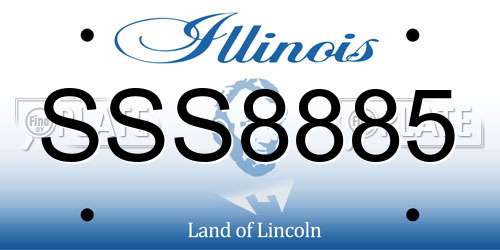 SSS8885 Illinois License Plate