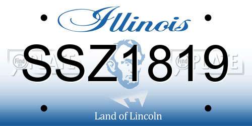 SSZ1819 Illinois License Plate