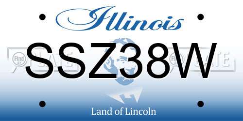 SSZ38W Illinois License Plate