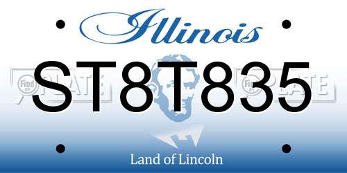 ST8T835 Illinois License Plate