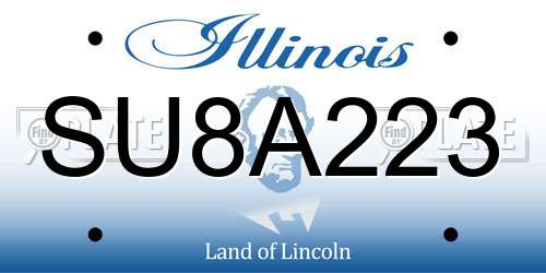 SU8A223 Illinois License Plate