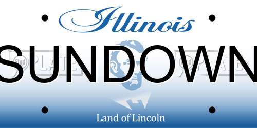 SUNDOWN Illinois License Plate