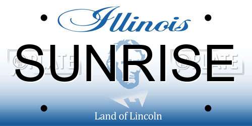 SUNRISE Illinois License Plate