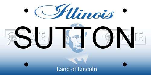 SUTTON Illinois License Plate