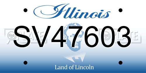 SV47603 Illinois License Plate
