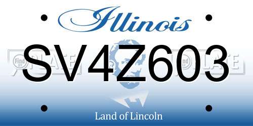 SV4Z603 Illinois License Plate