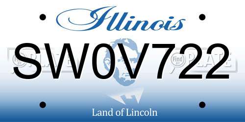 SW0V722 Illinois License Plate