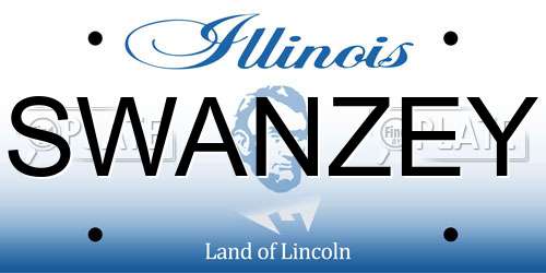 SWANZEY Illinois License Plate