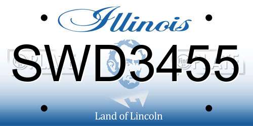 SWD3455 Illinois License Plate