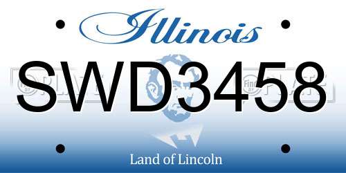 SWD3458 Illinois License Plate