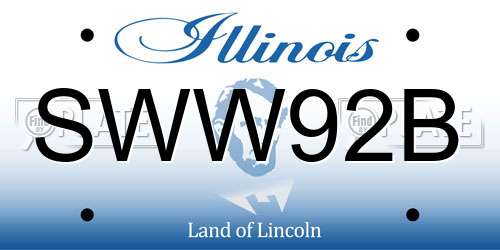 SWW92B Illinois License Plate