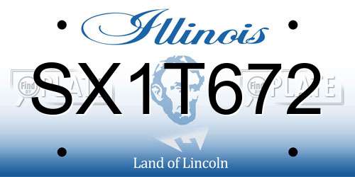 SX1T672 Illinois License Plate